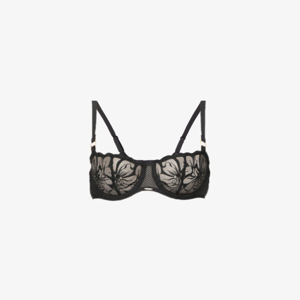 

Бюстгальтер Fleurs Balconette из эластичной сетки Chantelle, черный