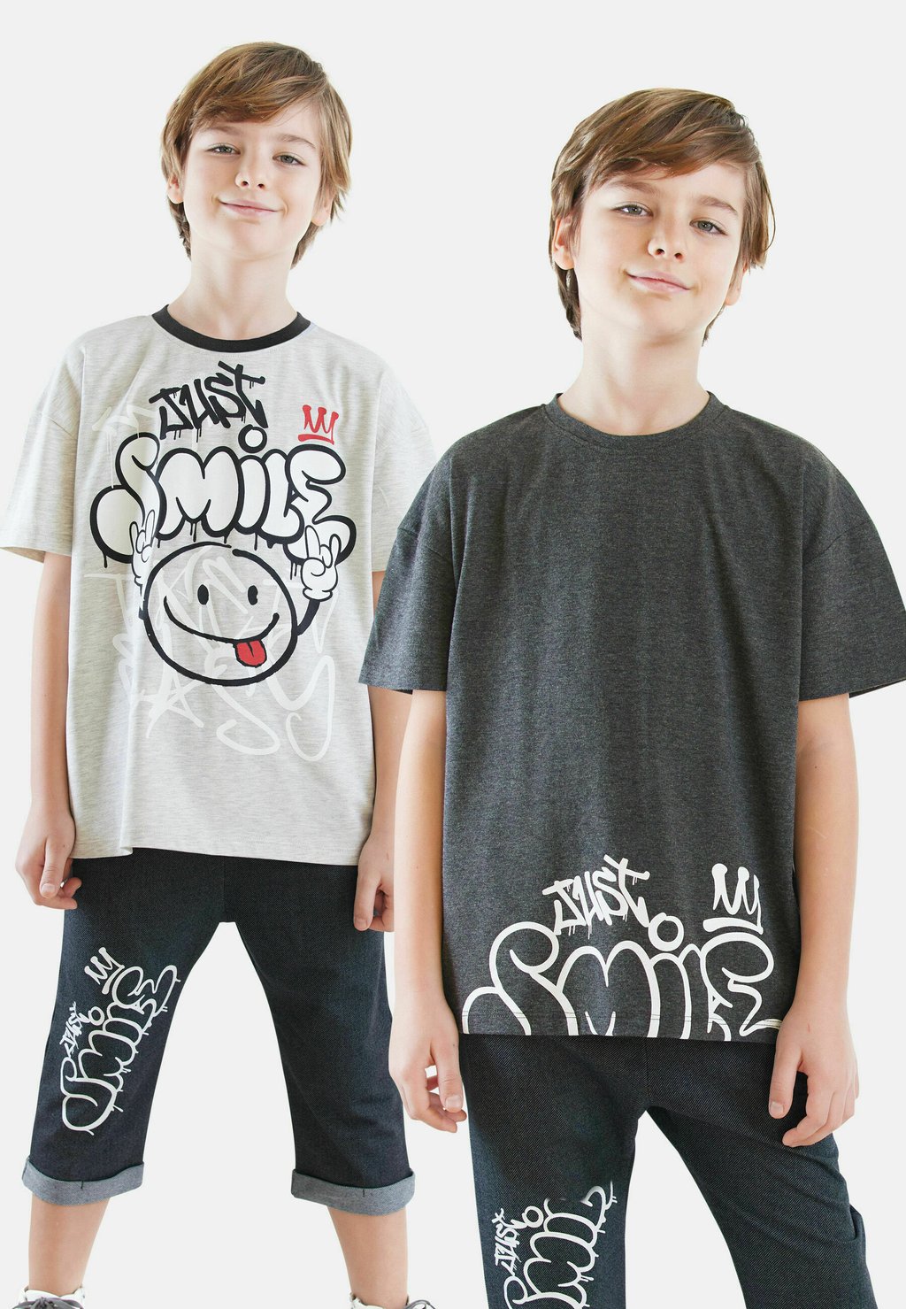 

Футболка с принтом 2ER-PACK JUST SMILE Denokids, серый