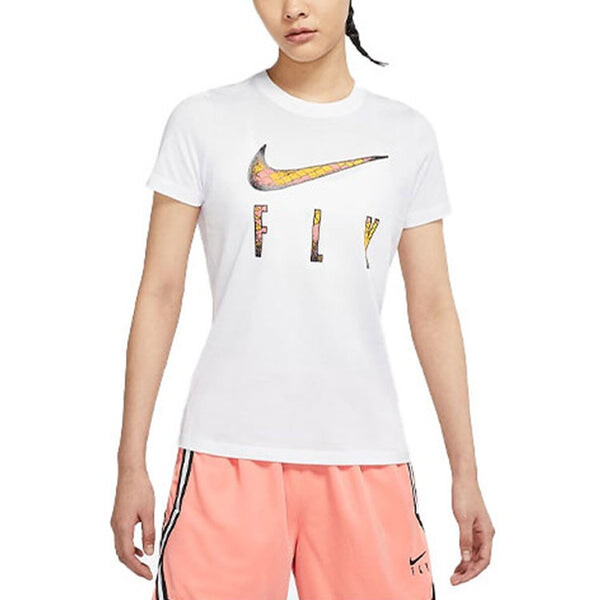 Футболка (WMNS) Nike Logo Printing Round Neck Pullover Short Sleeve White T-Shirt, белый — фото 3