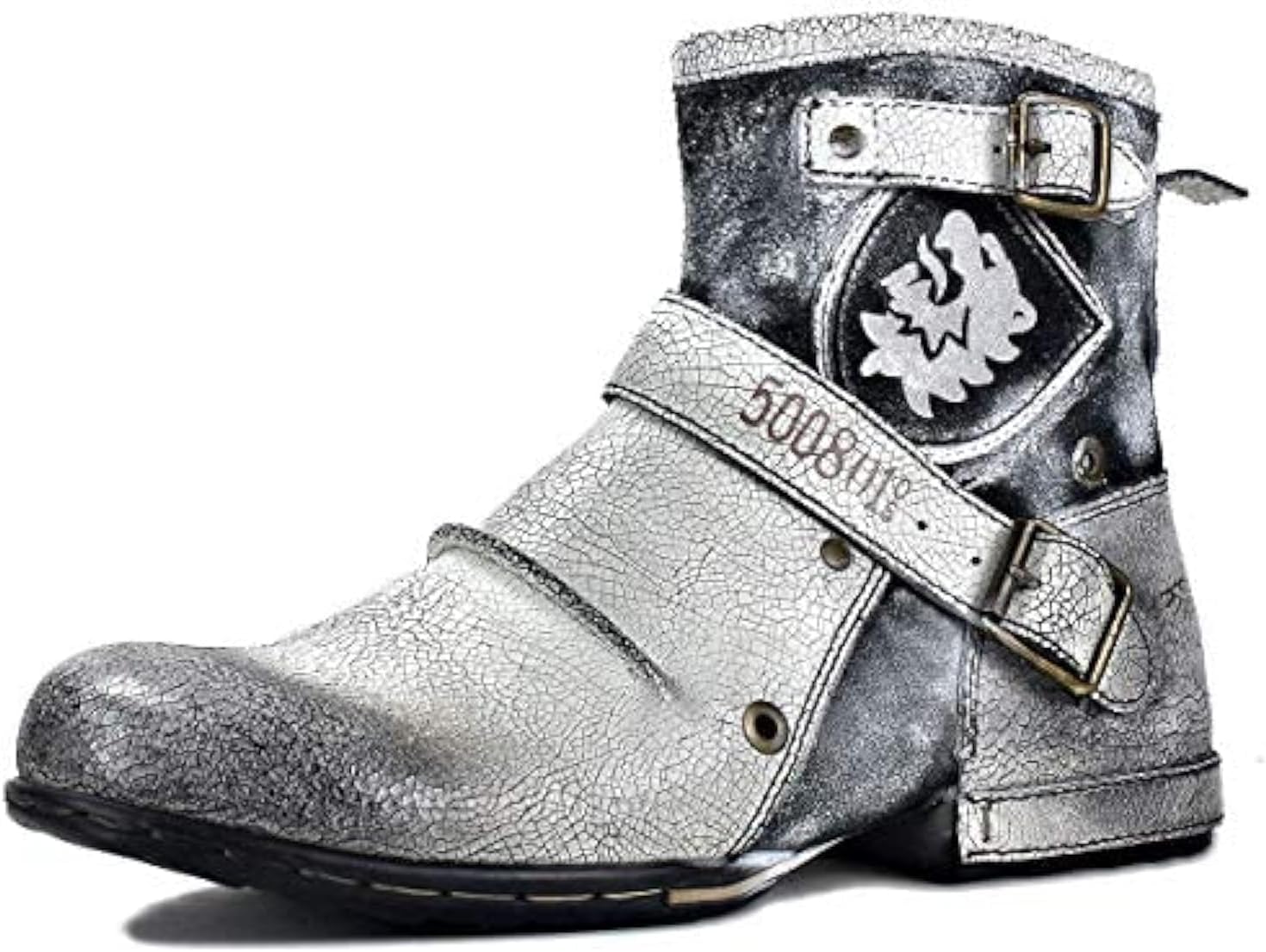 

Мужские мото-сапоги OSSTONE, стильные кожаные чукка с застежкой-молнией, повседневная обувь OS-5008-1-ABNH, белый