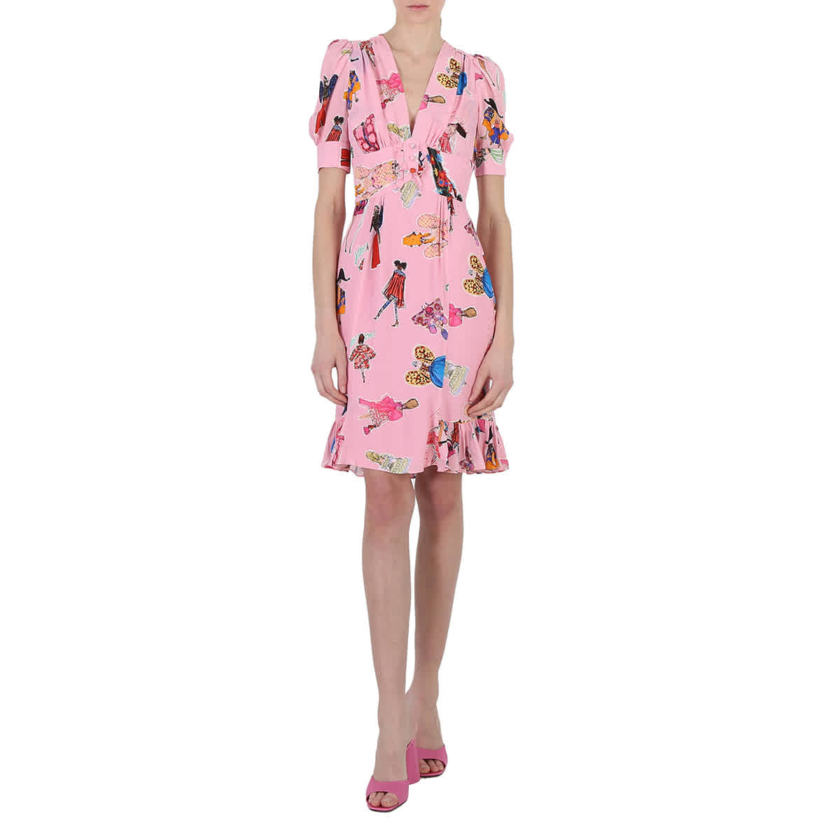 

Moschino Женское платье с фантазийным розовым принтом
