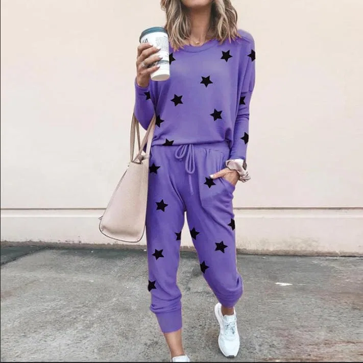 Женский спортивный костюм Purpleyh, лонгслив и широкие брюки на резинке — фото 2