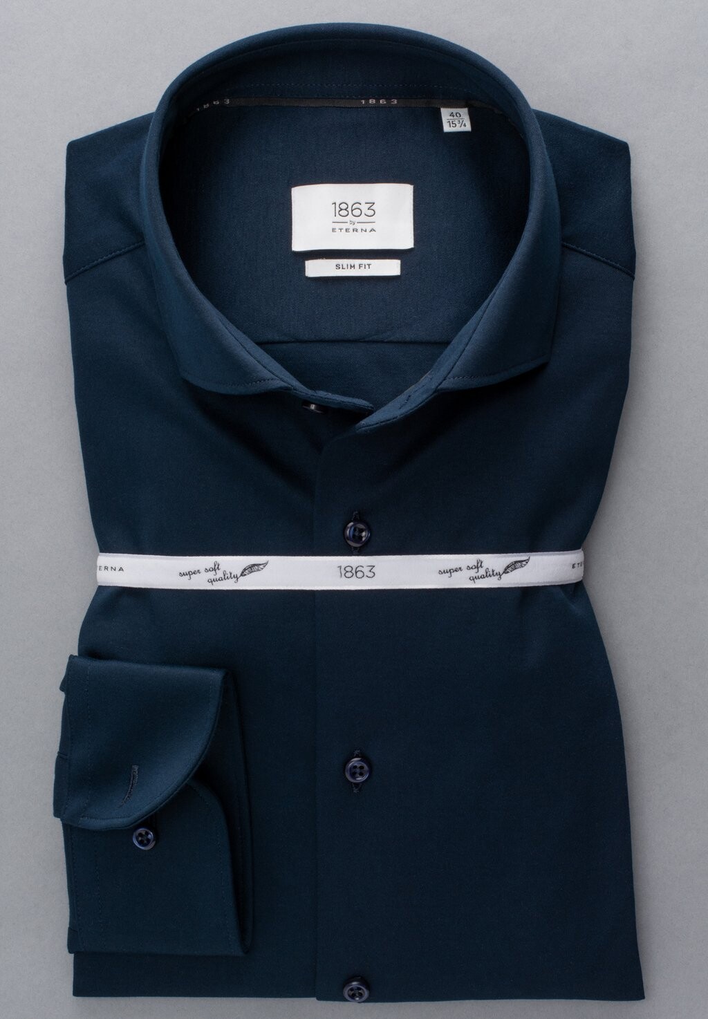 

SLIM FIT Jersey Shirt Eterna, деловая рубашка темно-синий