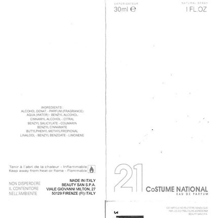 Женская парфюмерная вода Costume National 21 Eau de Parfum Natural Spray 30ml — фото 3