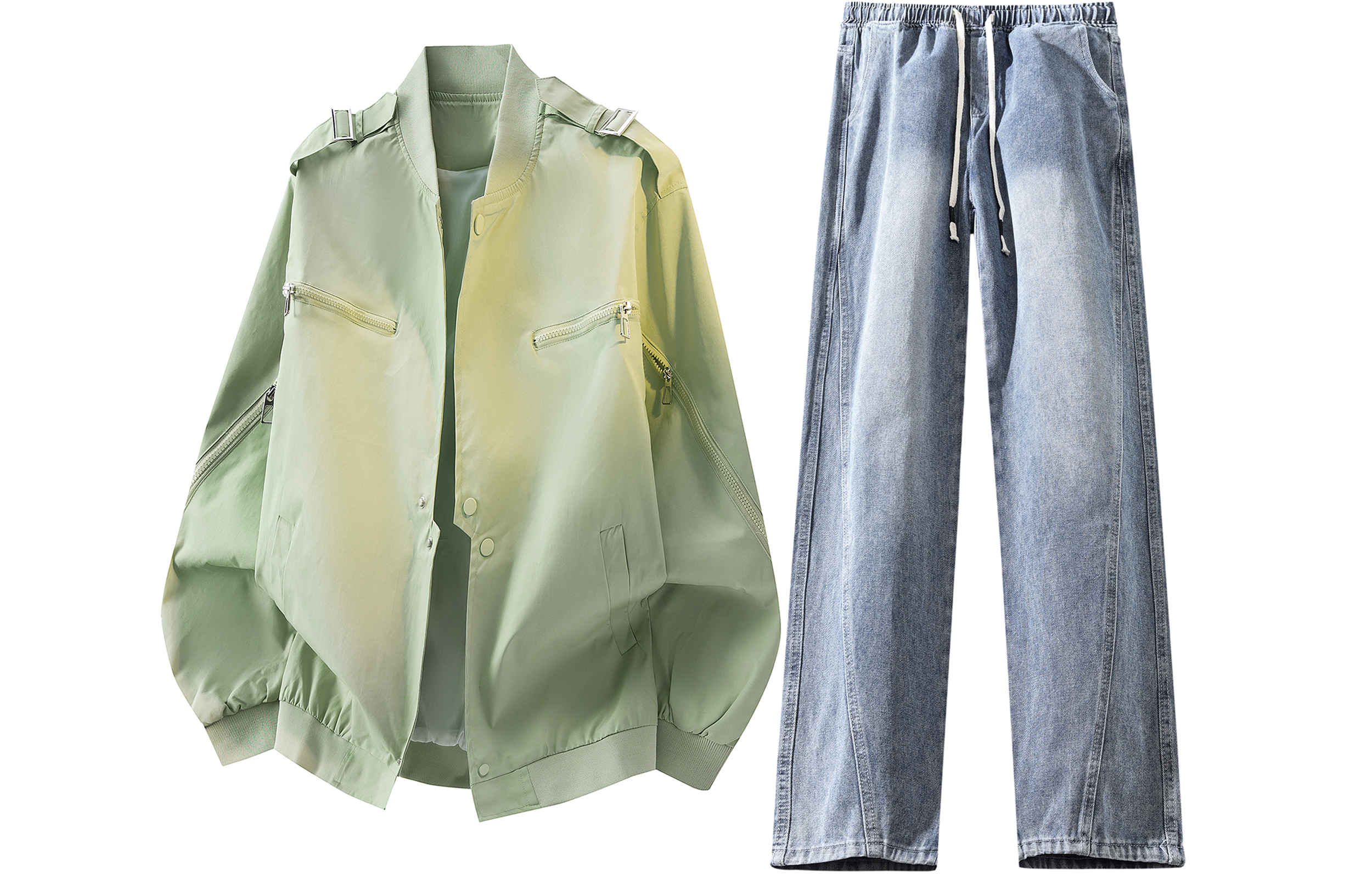 

Повседневная спортивная одежда Unisex с лацканом Moderate X1617, fruit зеленый jacket+синий pants