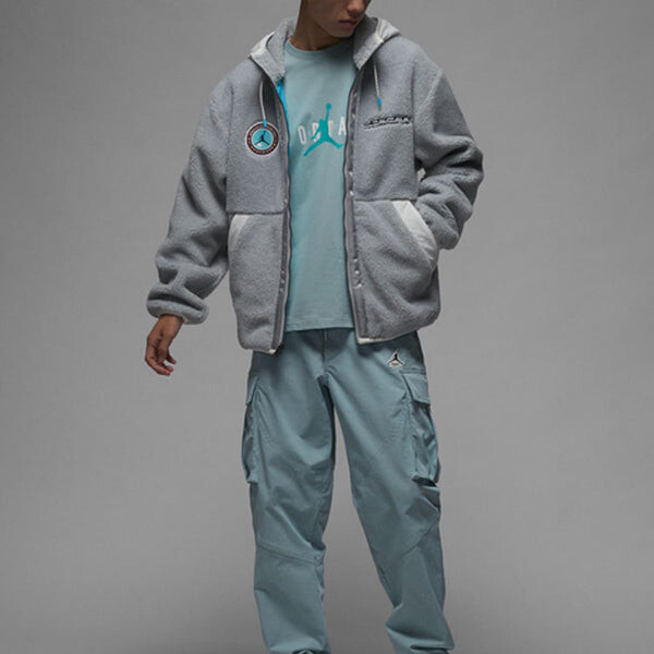Толстовка Air Jordan Brand Patch Zipper Hoodie Men's Light Blue, синий — фото 4