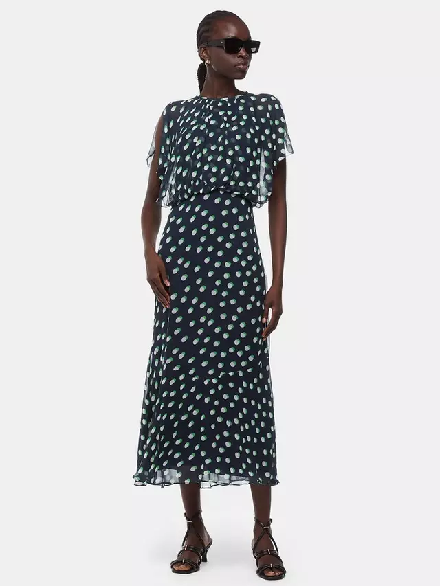 

Платье Whistles Moon Spot Print Midi, цвет navy/multi