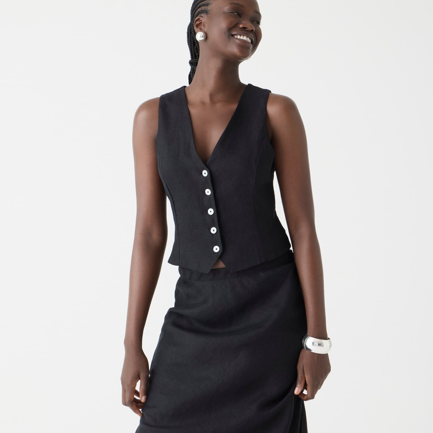 

Жилет льняной облегающий J.Crew, черный