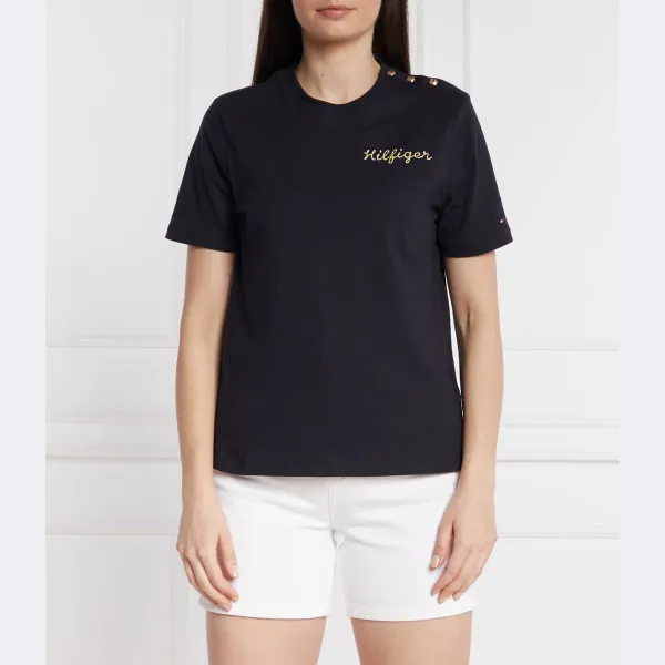 

Футболка стандартного кроя c-nk ss с золотой пуговицей Tommy Hilfiger, синий