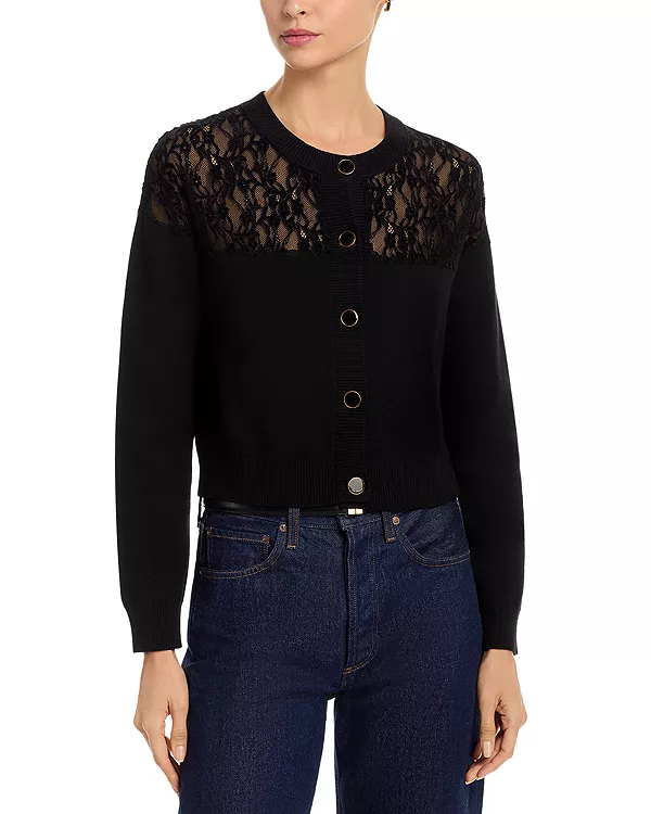 

Кардиган с кружевной вставкой - эксклюзив Aqua, черный