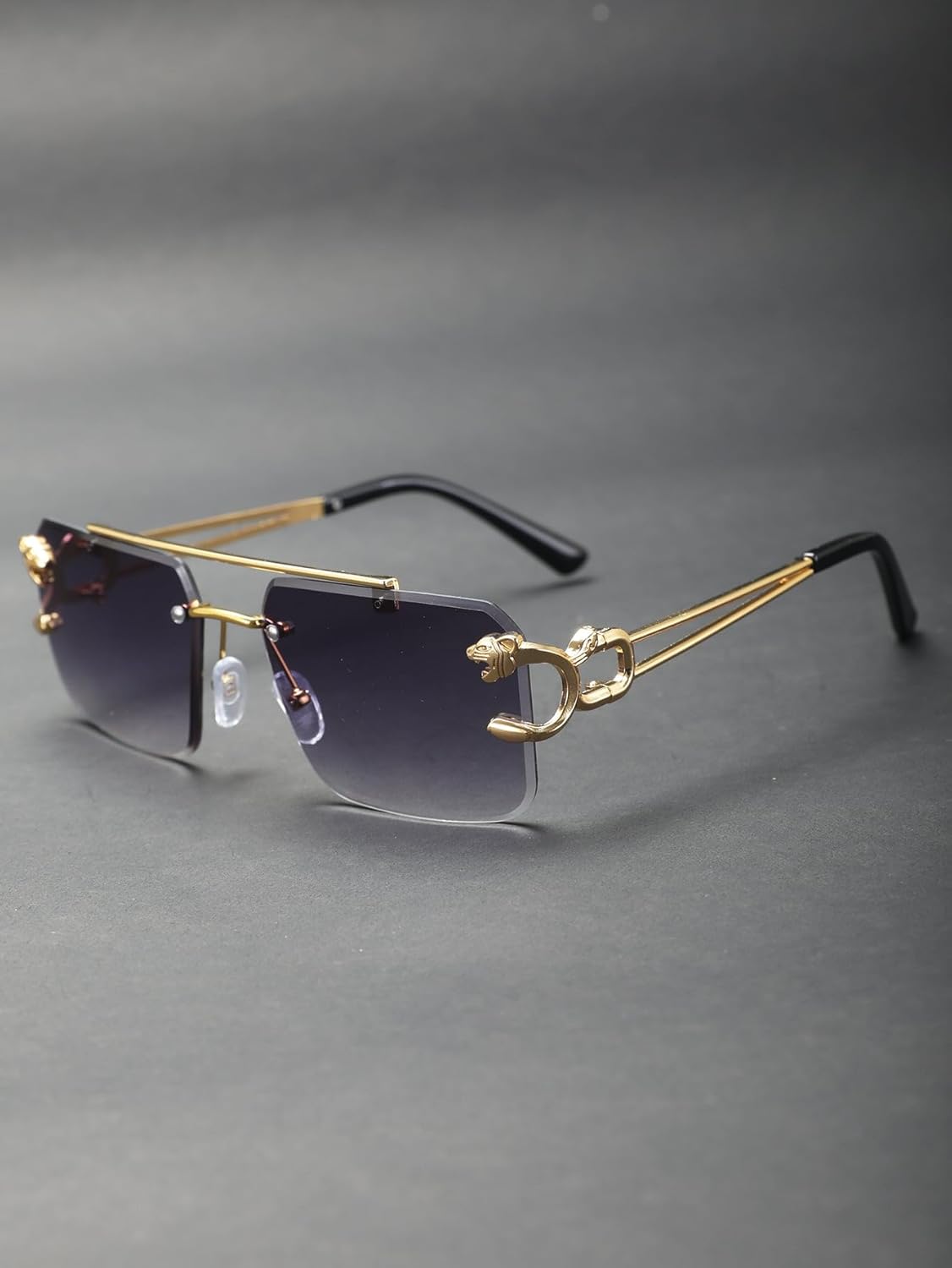 

100 штук солнцезащитных очков без оправы из золотистого цинкового сплава с двойной перемычкой, 7 цветов, оптовая продажа, защита от УФ-излучения UV400 ENSARJOE, 1pc-purple Grey