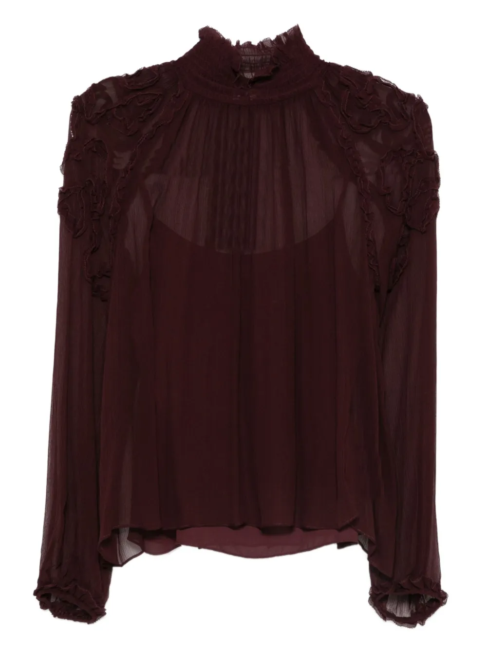 

Блузка с оборками и высоким воротником Ulla Johnson, красный