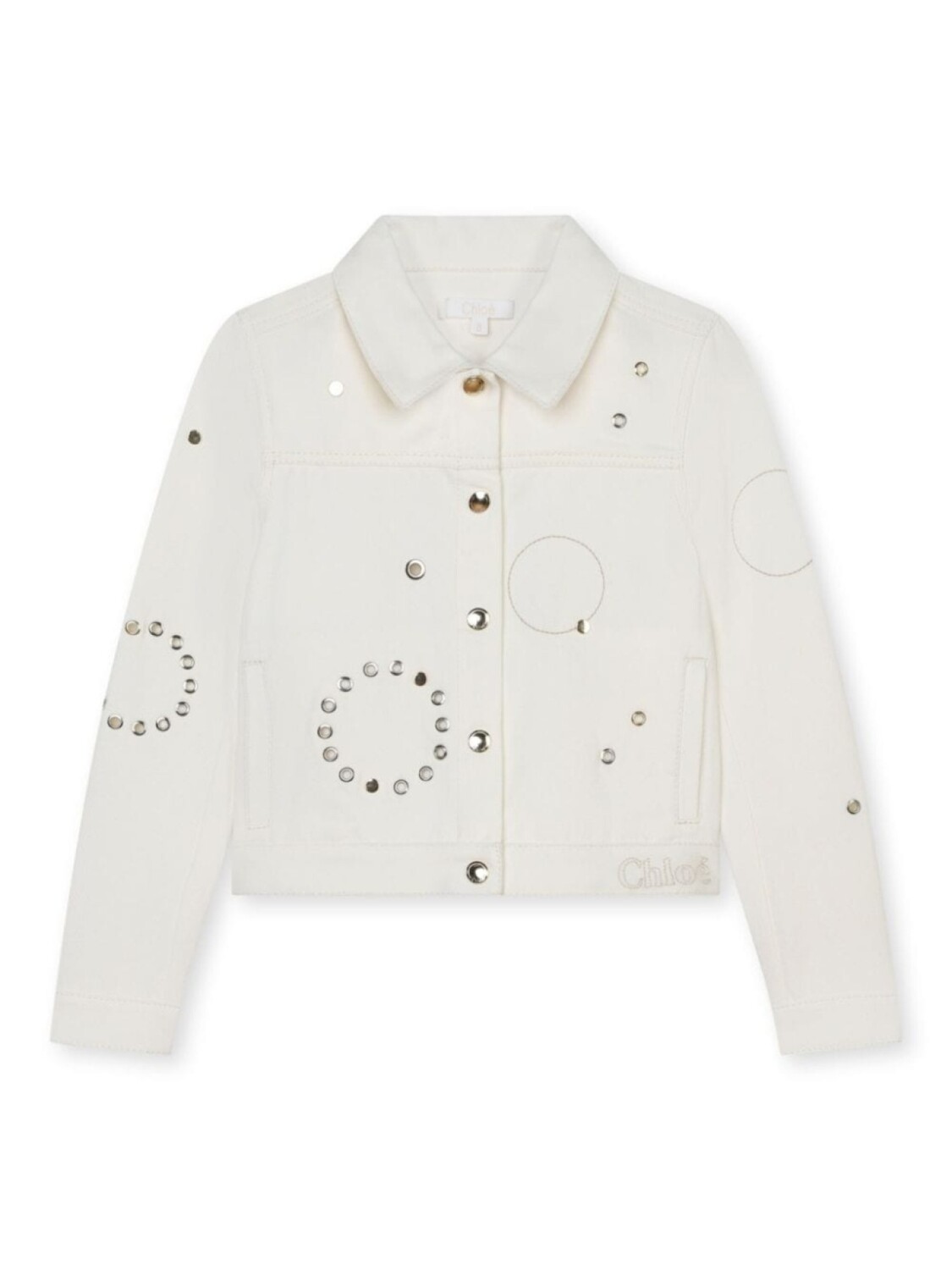 

Chloé Kids джинсовая куртка-рубашка с люверсами, белый