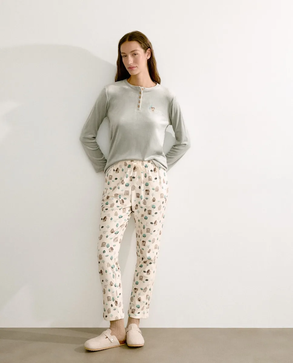 

Женская пижама с принтованными штанами Énfasis, светло-серый