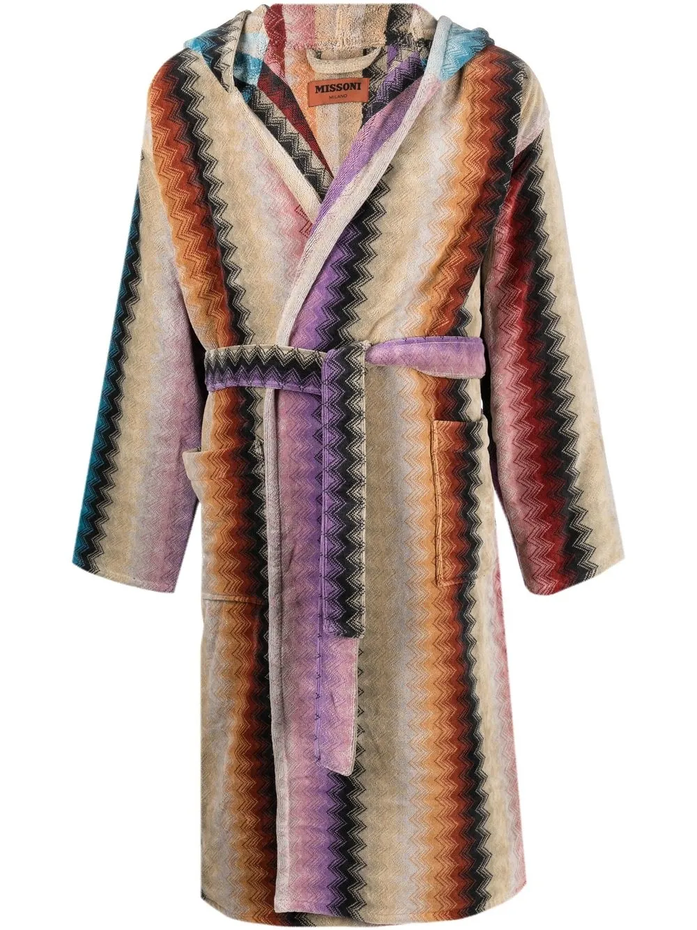 

Халат с капюшоном и узором зигзаг Missoni Home, нейтральный