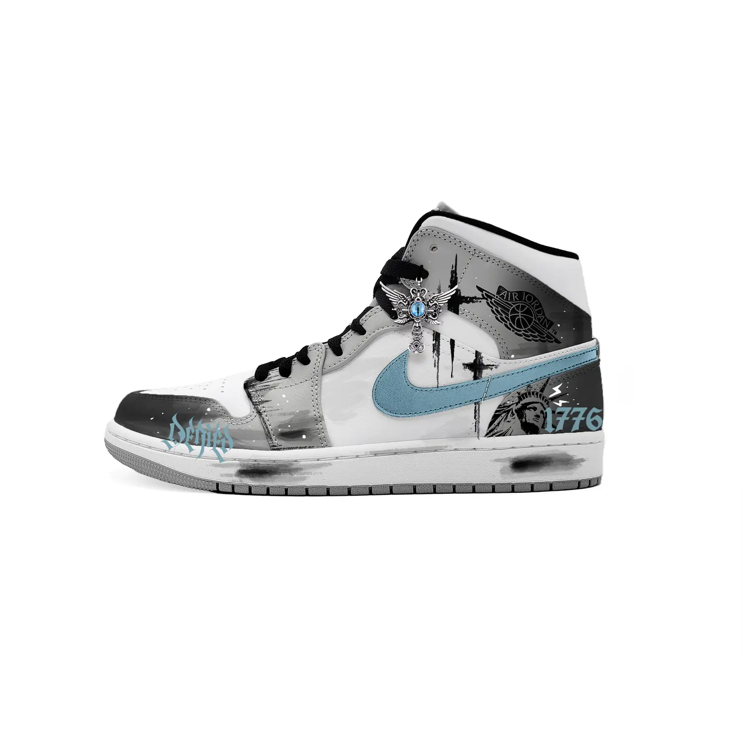 

Jordan Кроссовки Air 1 London Night Cushioning Mid top Vintage Basketball Shoes мужские Black