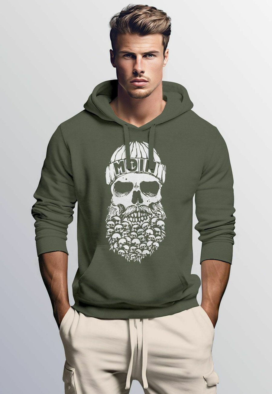 

Худи Neverless Totenkopf Nordisch Moin Hamburg Dialekt Skull Anker Fashion Streetstyle , Oliv/Green