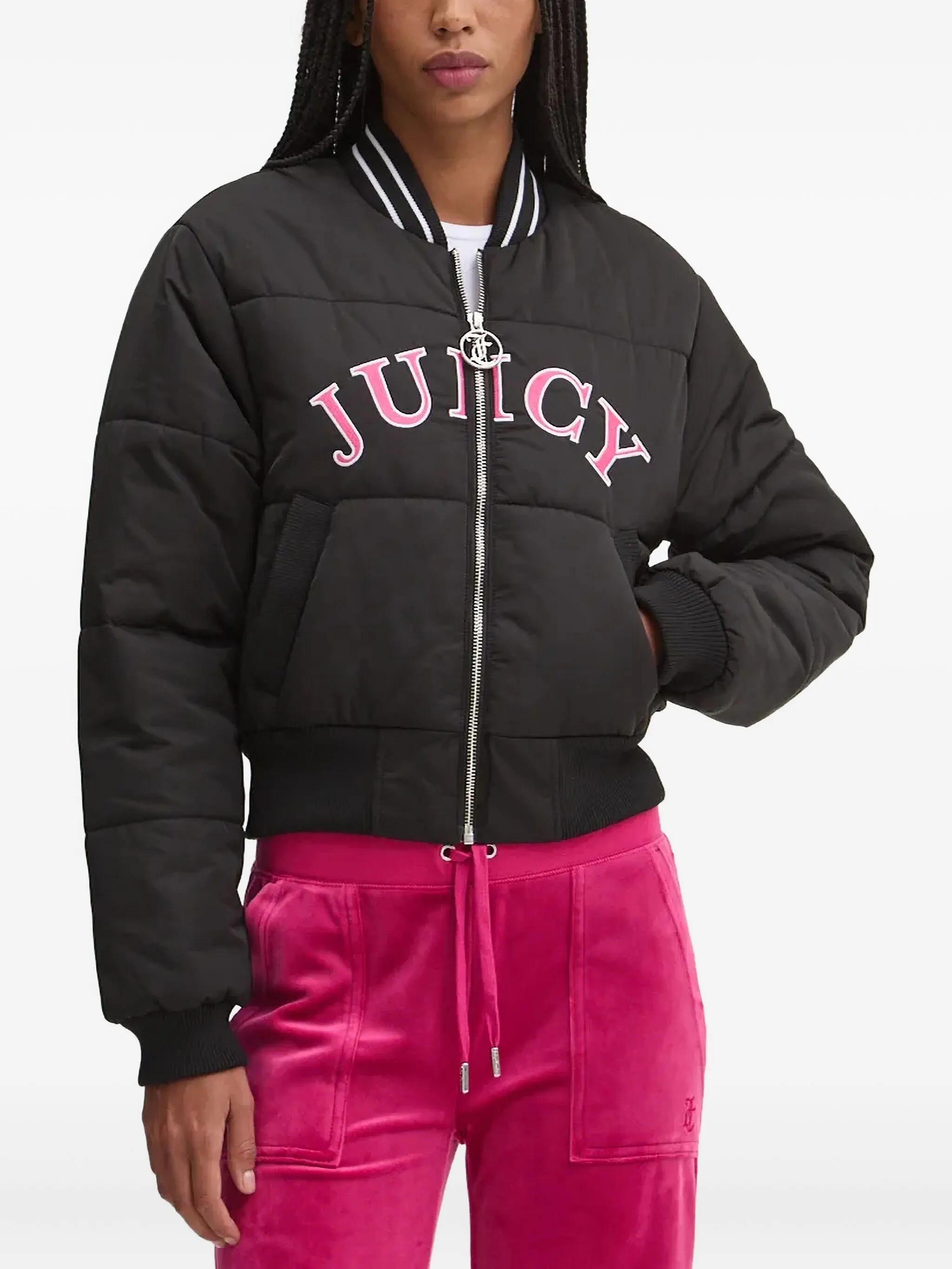 

Стеганая куртка с вышивкой Juicy Couture, черный