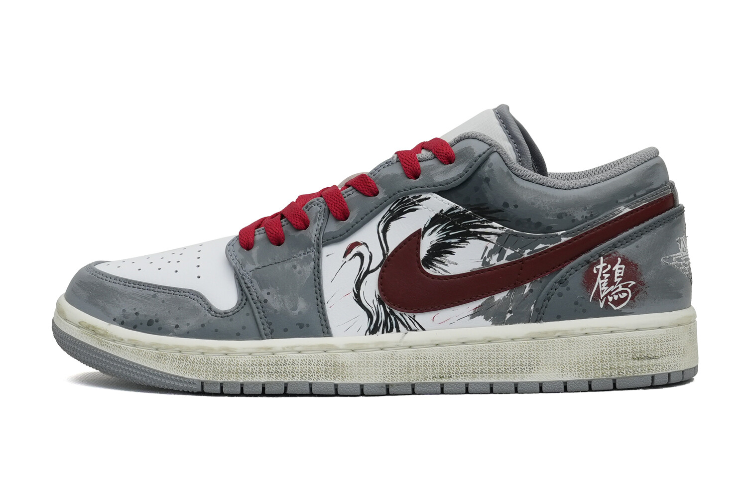 

Кроссовки Air Jordan 1 Vintage Basketball Shoes Men Low-top Grey/white, серый