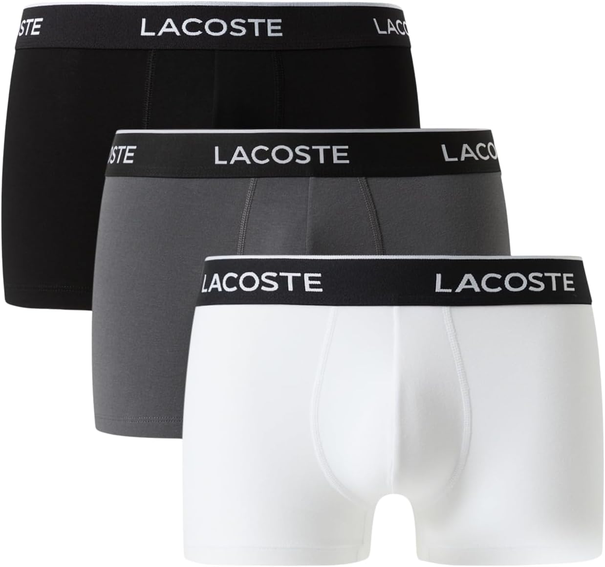 

Lacoste мужские хлопковые эластичные трусы Essentials, 3 шт (Amazon Exclusives), Black/White/Lead Grey