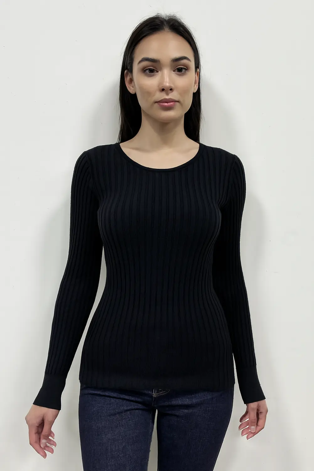 

Пуловер с длинными рукавами и круглым вырезом из смеси хлопка и кашемира In2 by InCashmere, черный