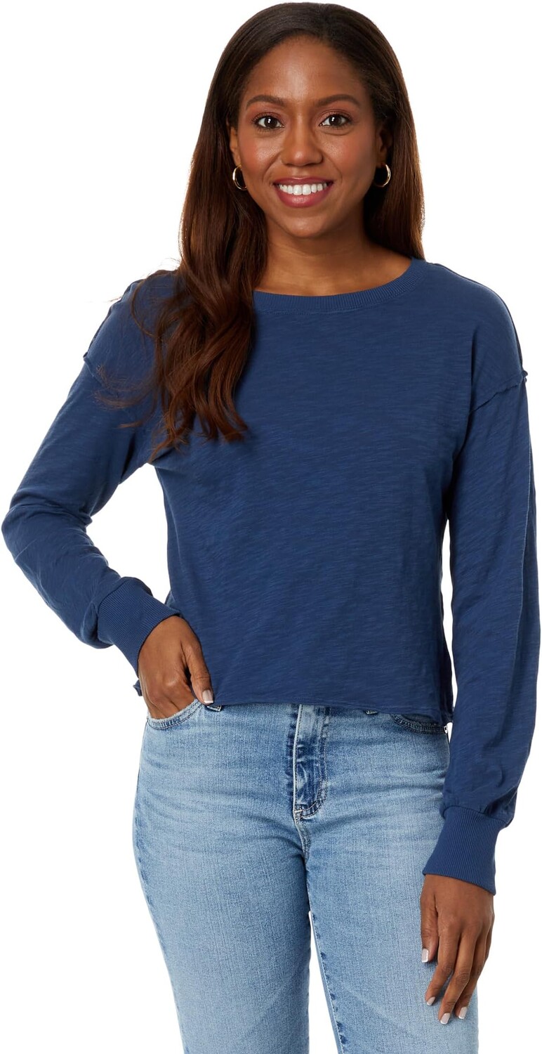 

Топ bobi Los Angeles Long Sleeve Cropped Boxy Top, цвет Coast