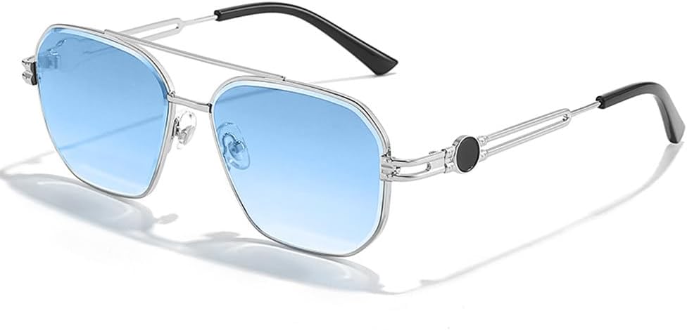 

Мужские солнцезащитные очки в металлической оправе с градиентным переходом, квадратной переносицей, модные винтажные женские очки с защитой от УФ-излучения UV400 WNCKSQ, C02-silver Blue
