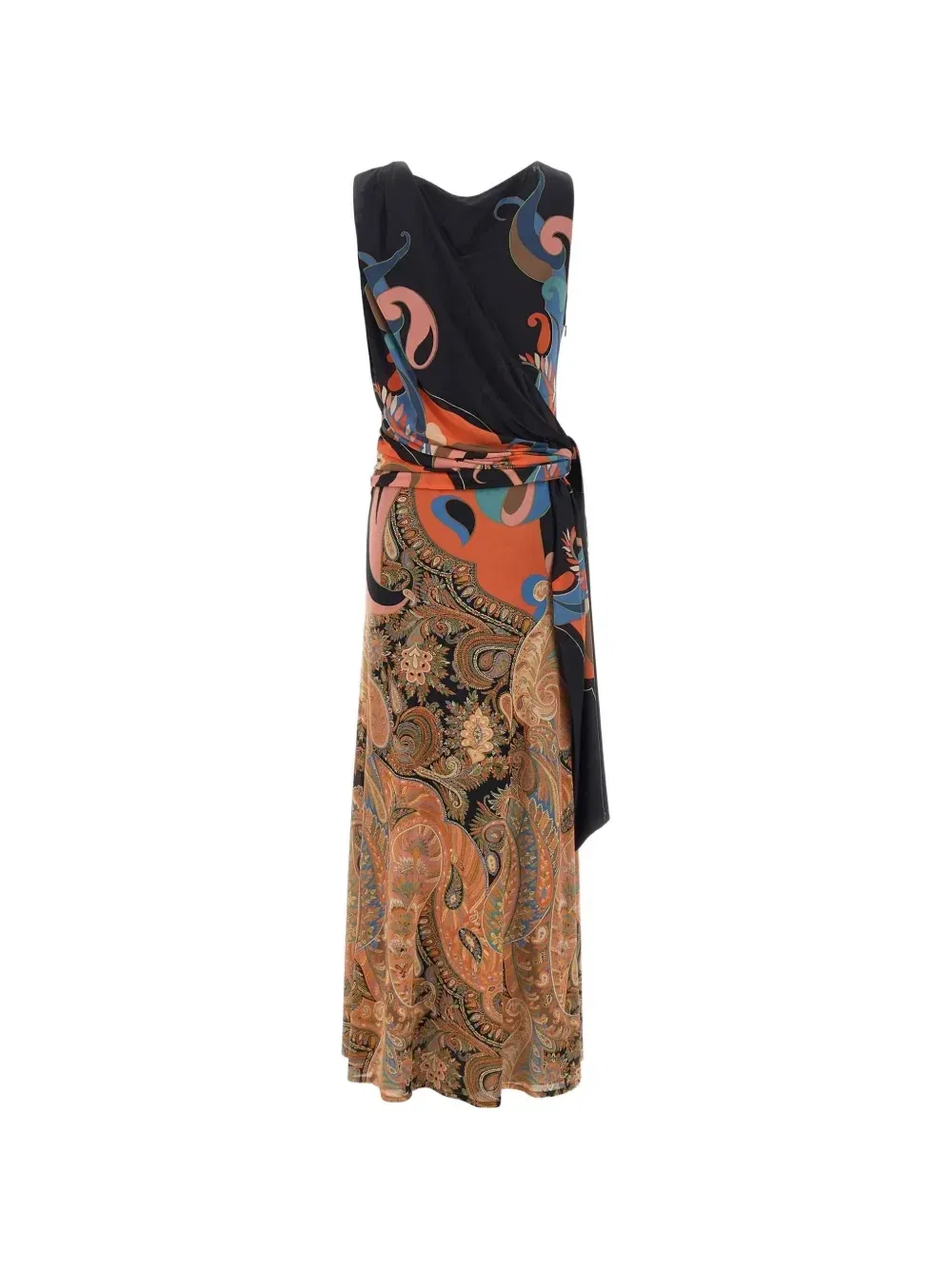 Платье со сборками и принтом пейсли Etro, черный — фото 2