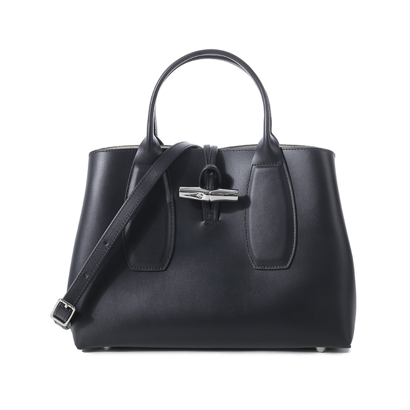 

LONGCHAMP Кожаная женская сумка через плечо черного цвета
