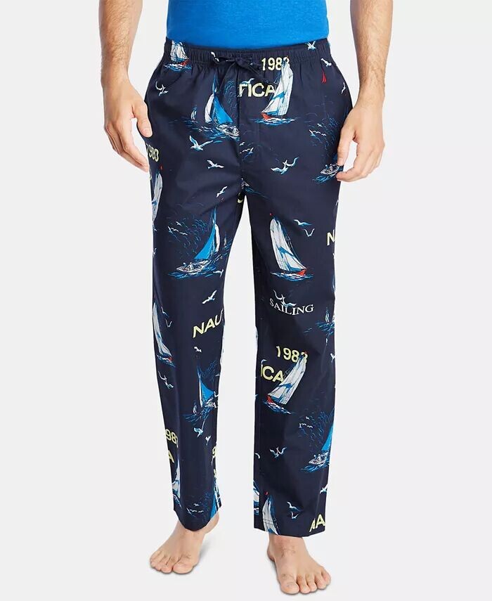 

Мужские хлопковые пижамные штаны с принтом «Парусник» Nautica, синий