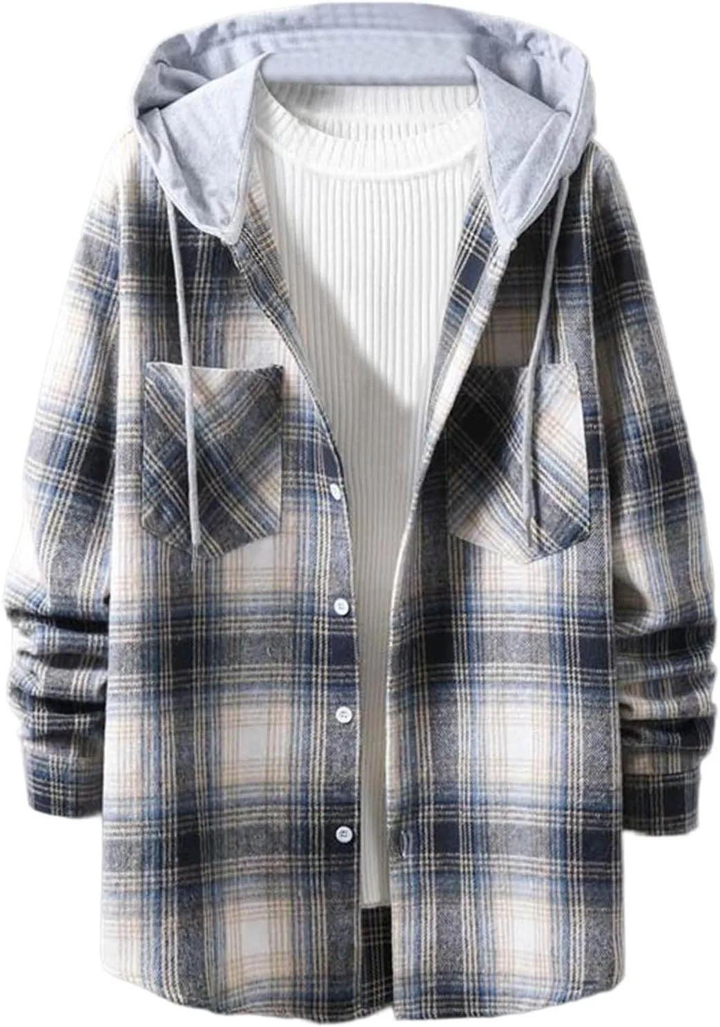 

Мужской оверсайз худи на пуговицах с длинным рукавом