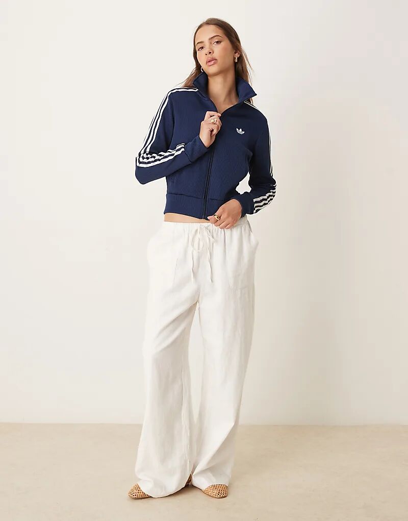 Трикотажный спортивный топ adidas Originals Firebird темно-синего цвета — фото 2