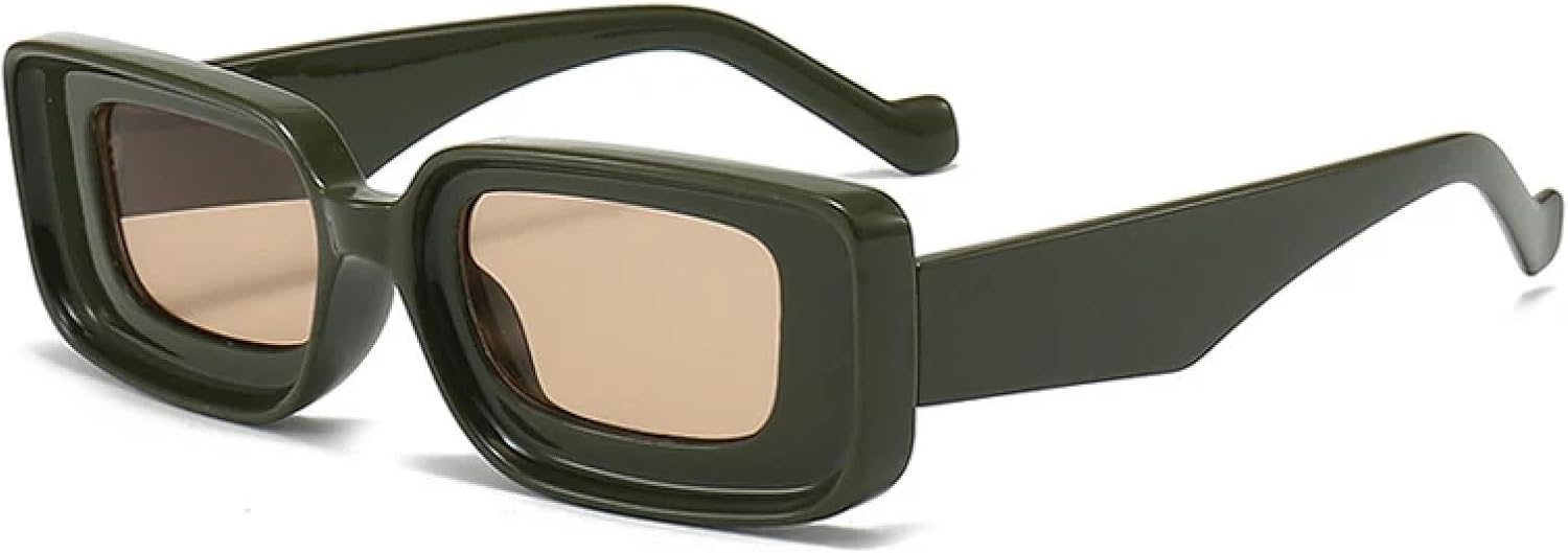 

Солнцезащитные очки прямоугольной формы для женщин конфетных цветов, винтажные мужские солнцезащитные очки в стиле панк цвета шампанского TVTBBVV, Dark Green Champagne