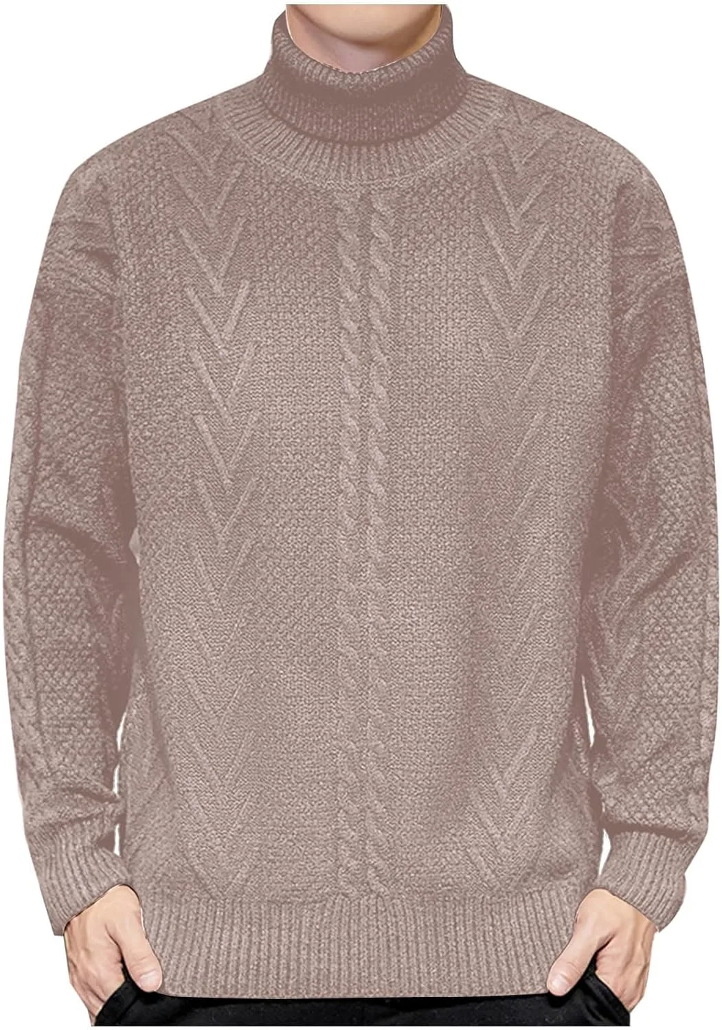 

Мужской вязаный свитер с длинным рукавом и воротником-гольф, теплый для осени и зимы