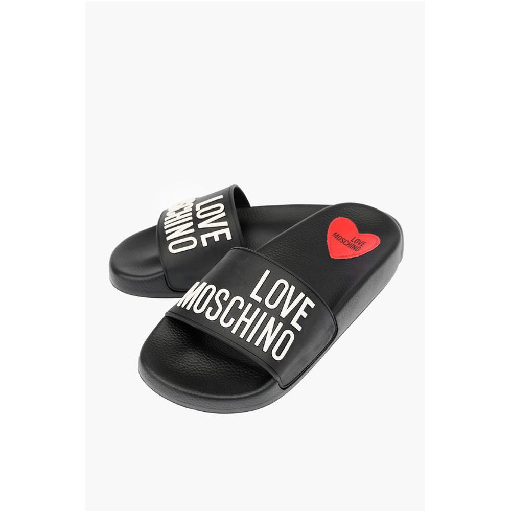 Резиновые шлепанцы LOVE с логотипом Moschino, Black