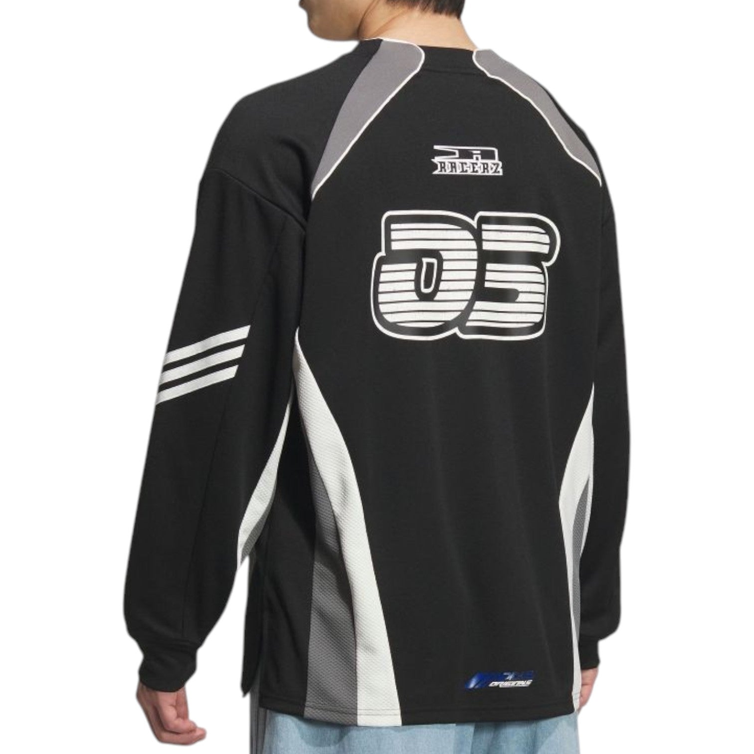 Футболка adidas Long-Sleeved Relaxed Fit T-Shirt Asia Sizing 'Black Blue Gray' — фото 3