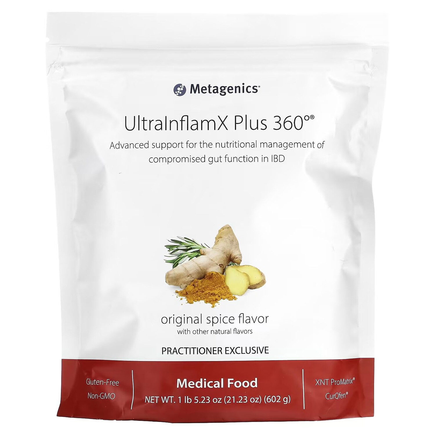 

UltralnflamX Plus 360°, лечебное питание, оригинальные специи, 21,23 унции (602 г) Metagenics