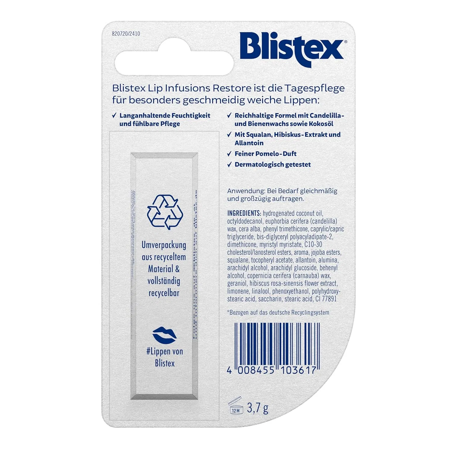 Бальзам для губ Blistex Lip Infusions Restore, 3.7 г Blistex — фото 2