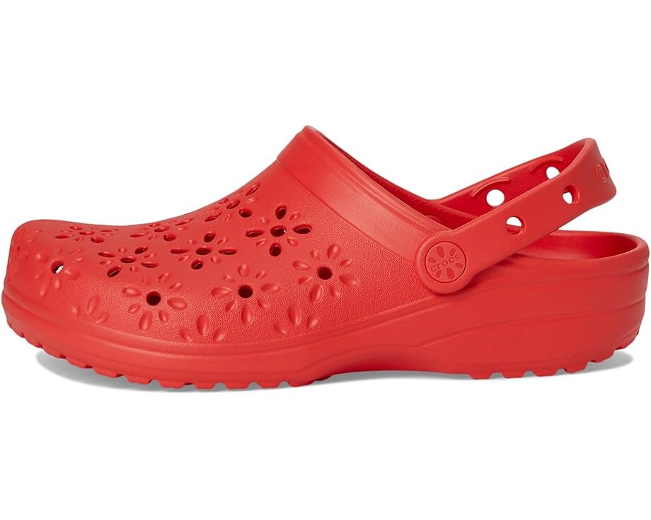 Сабо Unisex Crocs Classic Clogs with Floral Cut Out Design, цвет Cherry Red — фото 4