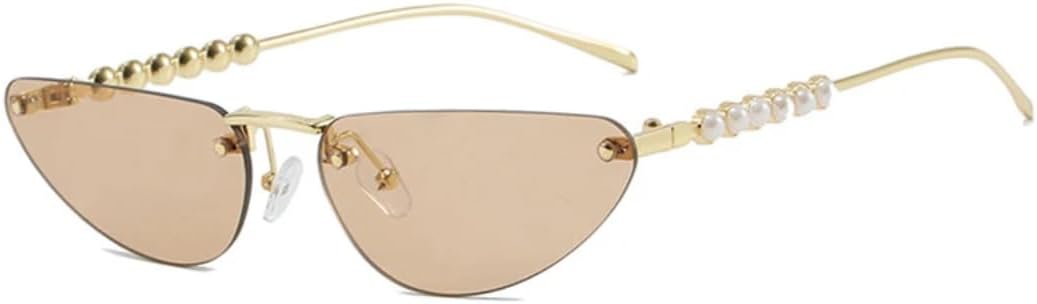 

Женские солнцезащитные очки «кошачий глаз» с бриллиантами, роскошные, с элегантным градиентом и стразами, защита от УФ-излучения UV400, без оправы VVTWSSW, Gold-lightbrown