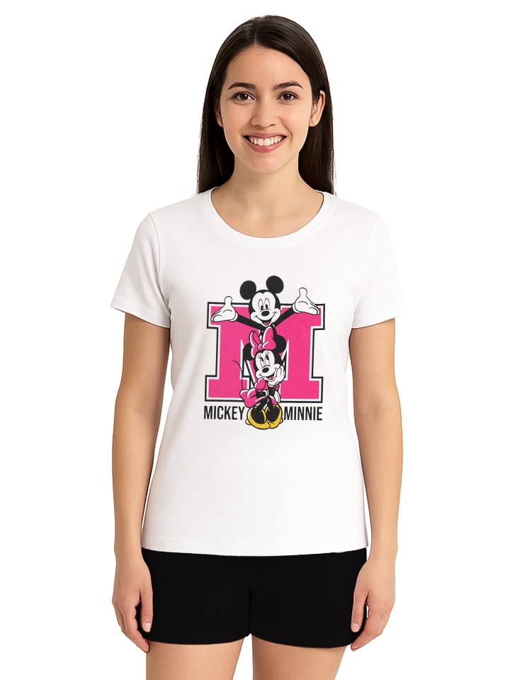 

Пижама Disney Minnie Mouse, топ с короткими рукавами и шорты в черно-белом цвете Disney