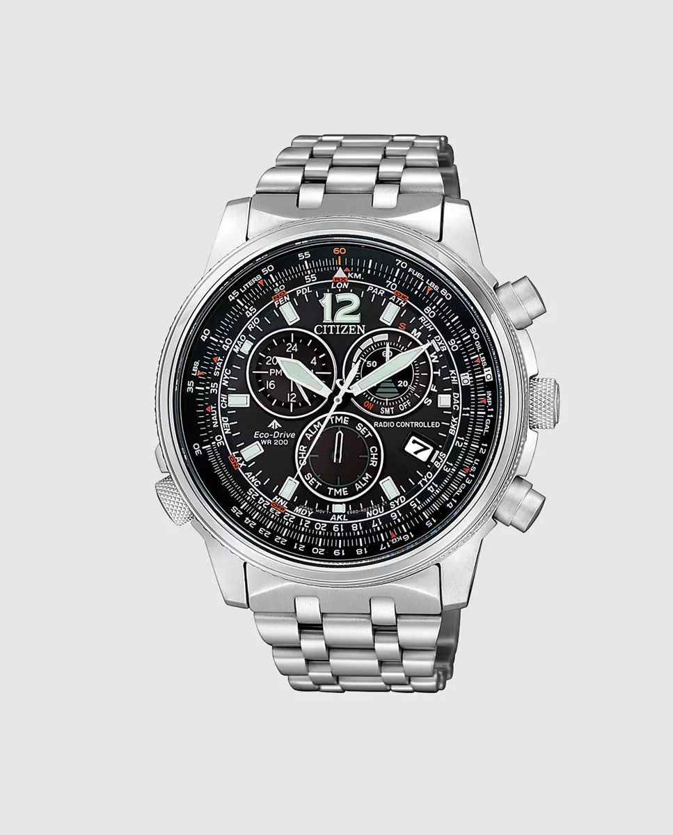

Радиоуправляемые стальные мужские часы Citizen CB5860-86E Eco-Drive, серебряный