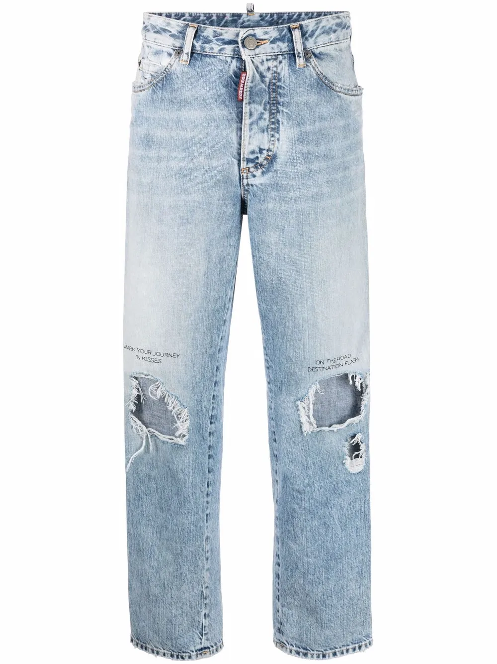 

Прямые джинсы с эффектом потертости DSQUARED2, синий