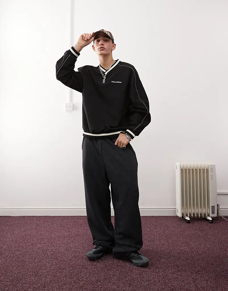 

COLLUSION потертые черные экстремально свободные джоггеры