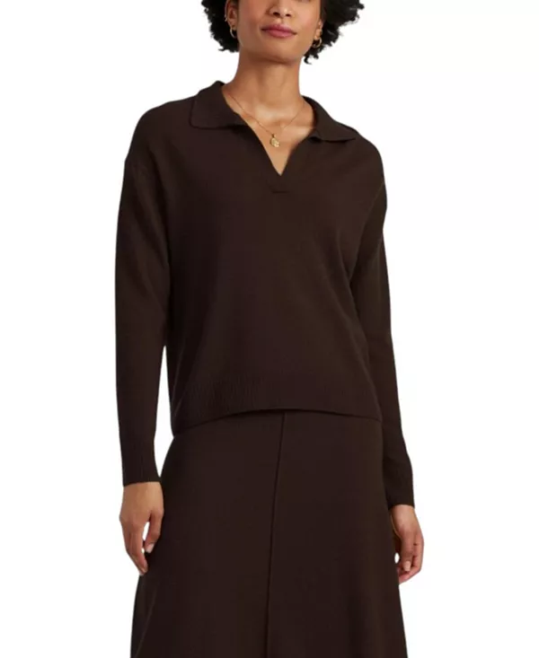 

Женский шерстяной кашемировый свитер с воротником Chinti & Parker, коричневый