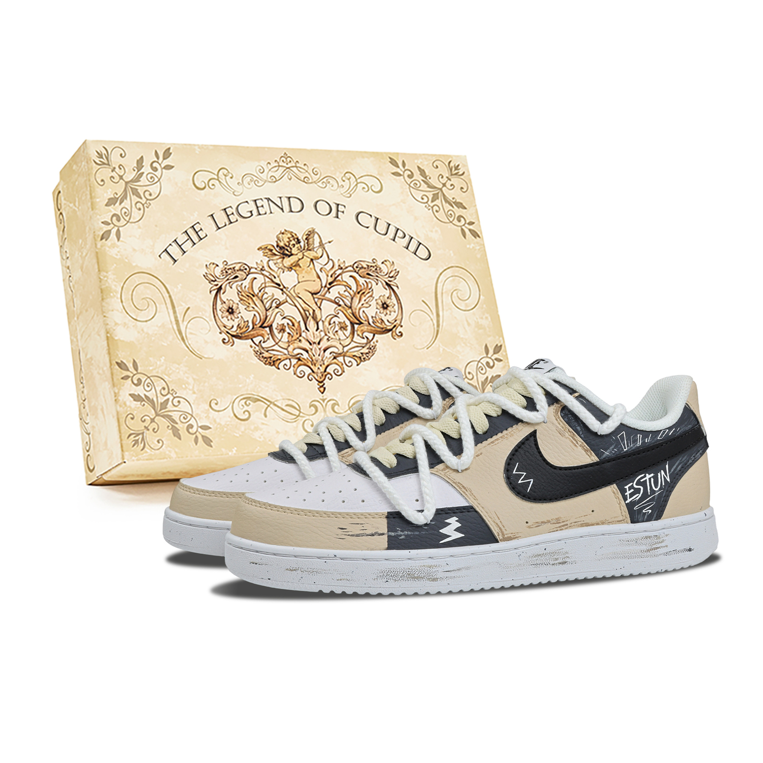 

Nike Court Vision Boom Waterproof And Slip Resistant Low top Skateboard Shoes мужские бежевые