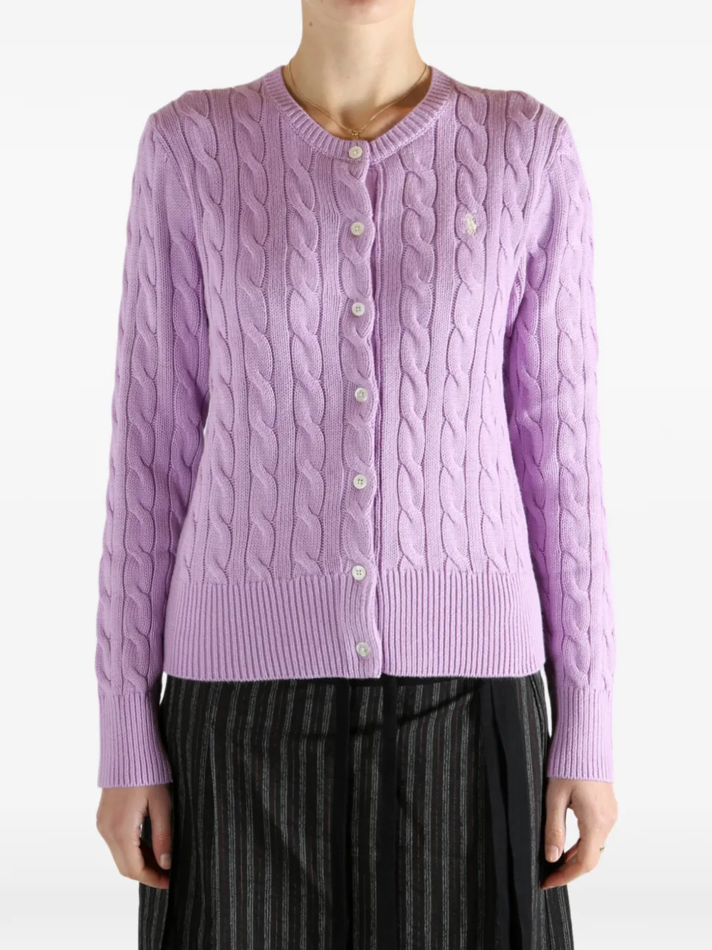 Кардиган фактурной вязки Polo Ralph Lauren, фиолетовый — фото 2