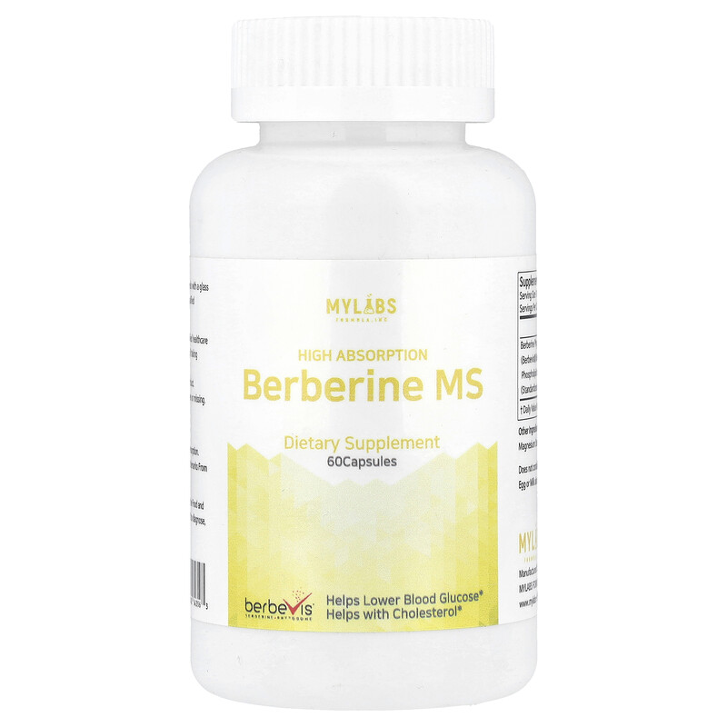 

Mylabs, Berberine MS, высокая усвояемость, 550 мг, 60 капсул