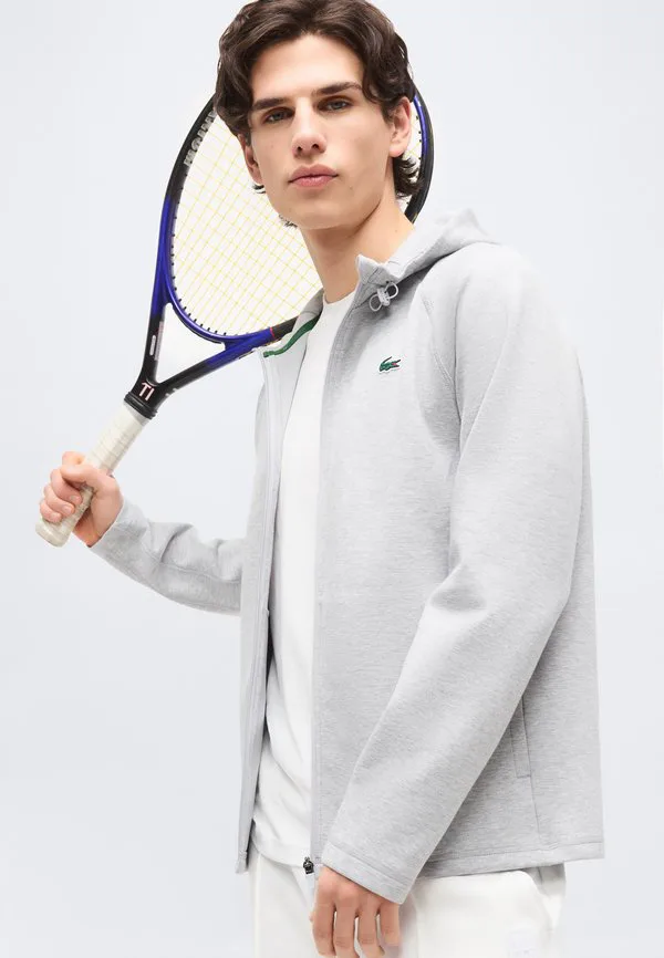Куртка с капюшоном, классическая толстовка на молнии Lacoste Sport, Silver-Coloured Chine — фото 4