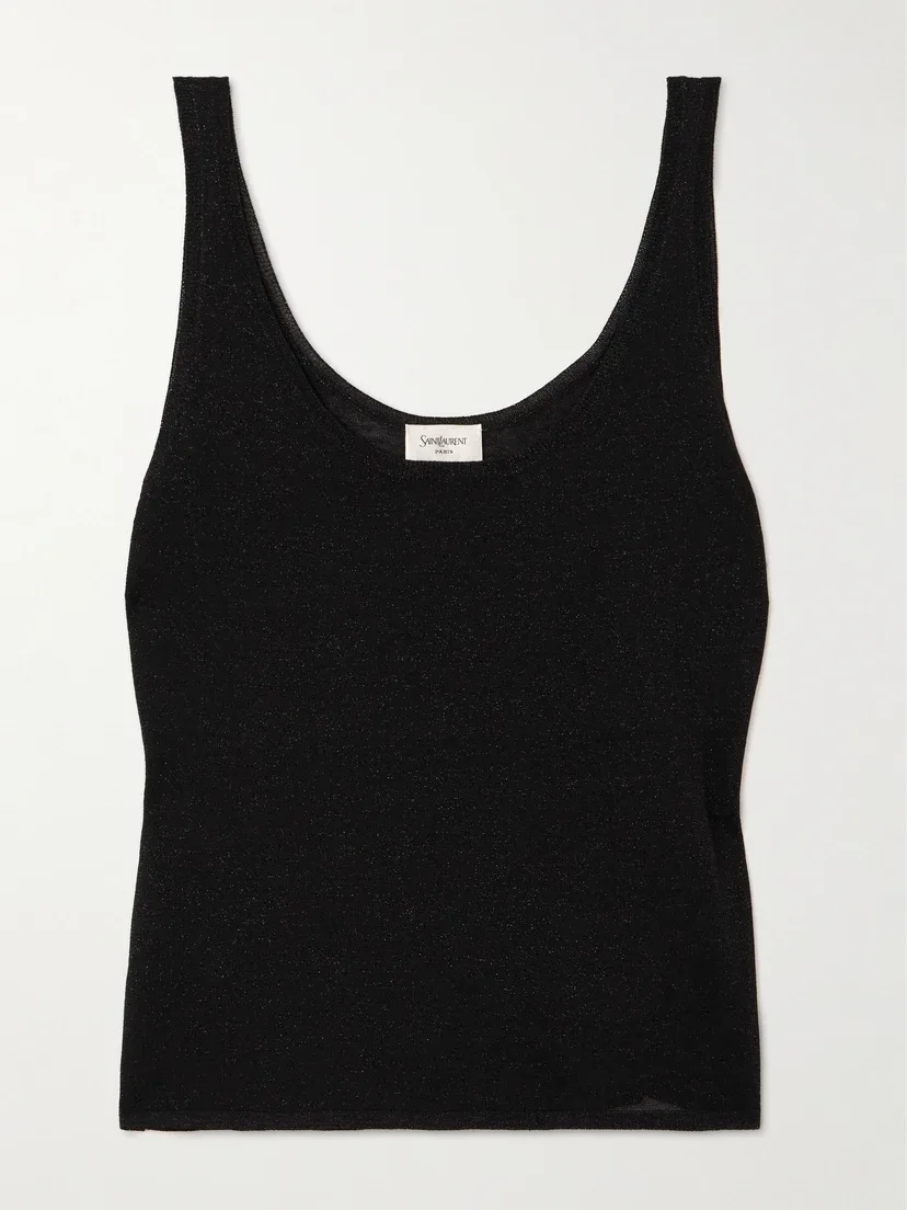 Металлический вязаный топ SAINT LAURENT, черный